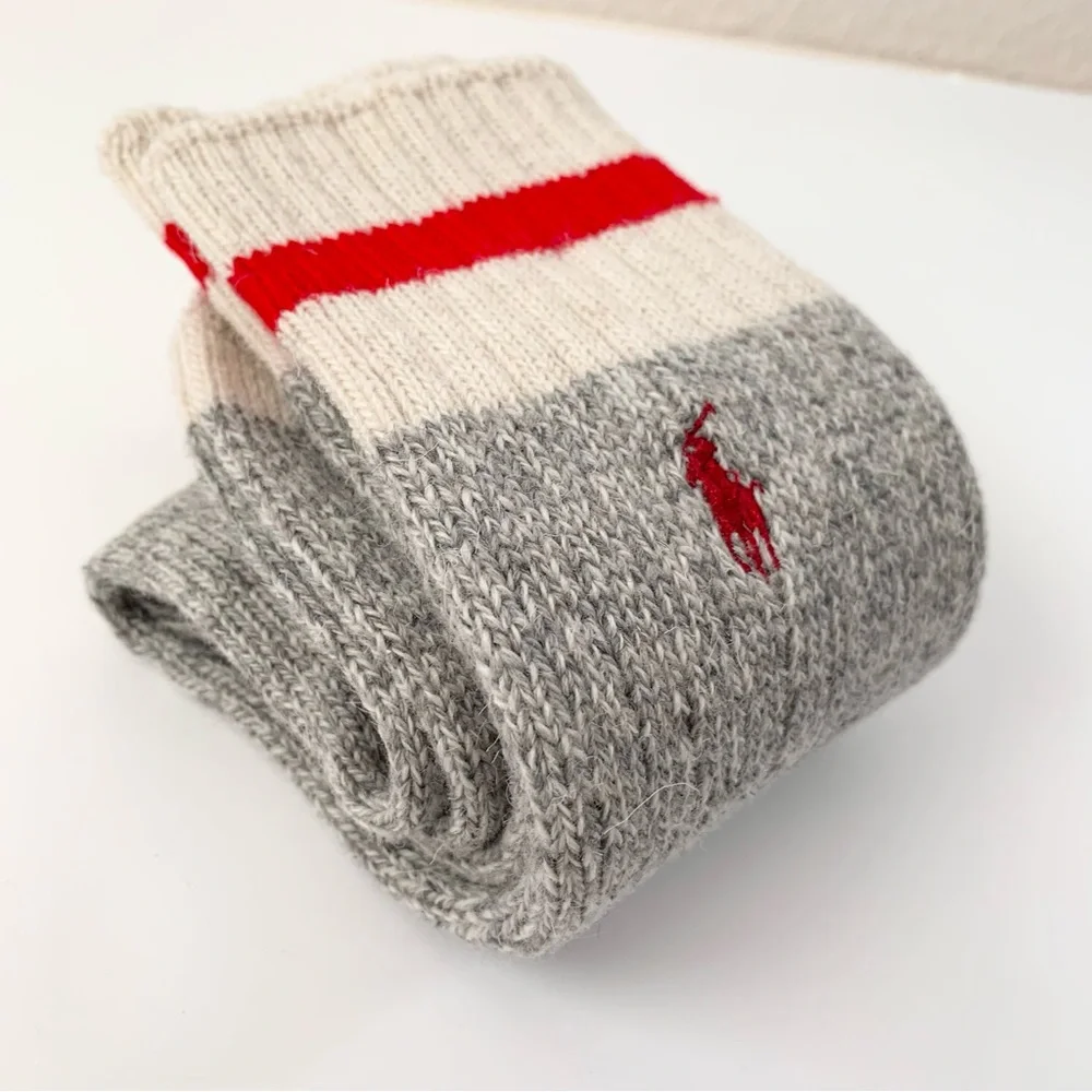 Long thick wool blend ragg boot socks (vintage sock monkey style)